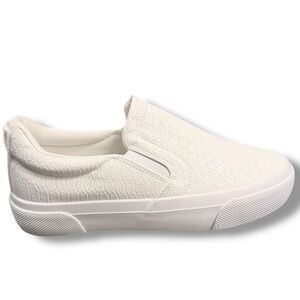 NIB JENN ARDOR White Embossed Crocodile Slip On Sneakers Shoes Women Size 7